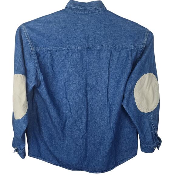 Men's Columbia Shirt Button Down Elbow Patch Jean Quilted Hunting Shooting Large - Picture 3 of 3